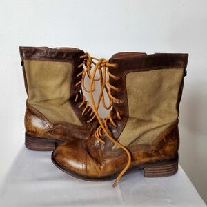 RUDSAK Cognac Leather Ankle Booties Zip/Lace